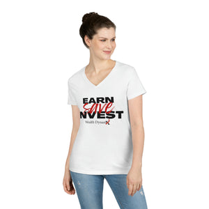 Save, Earn, Invest - Ladies' V-Neck T-Shirt